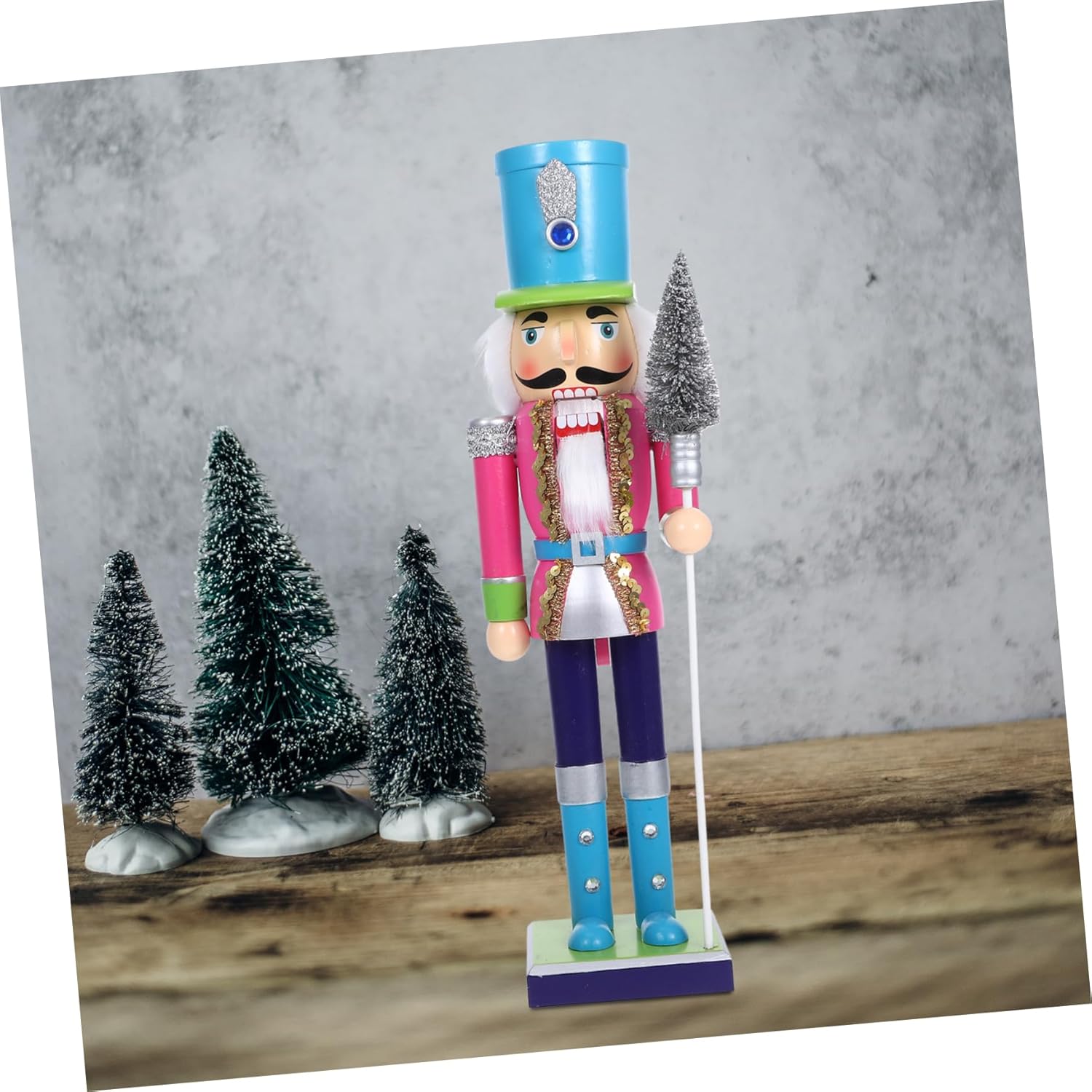 Christmas Wooden Nutcracker Soldier Ornament Colorful Handcrafted Wood Figurine for Xmas Decoration Shelf and Tabletop Display Charming Holiday Festive Decor for Photo Props
