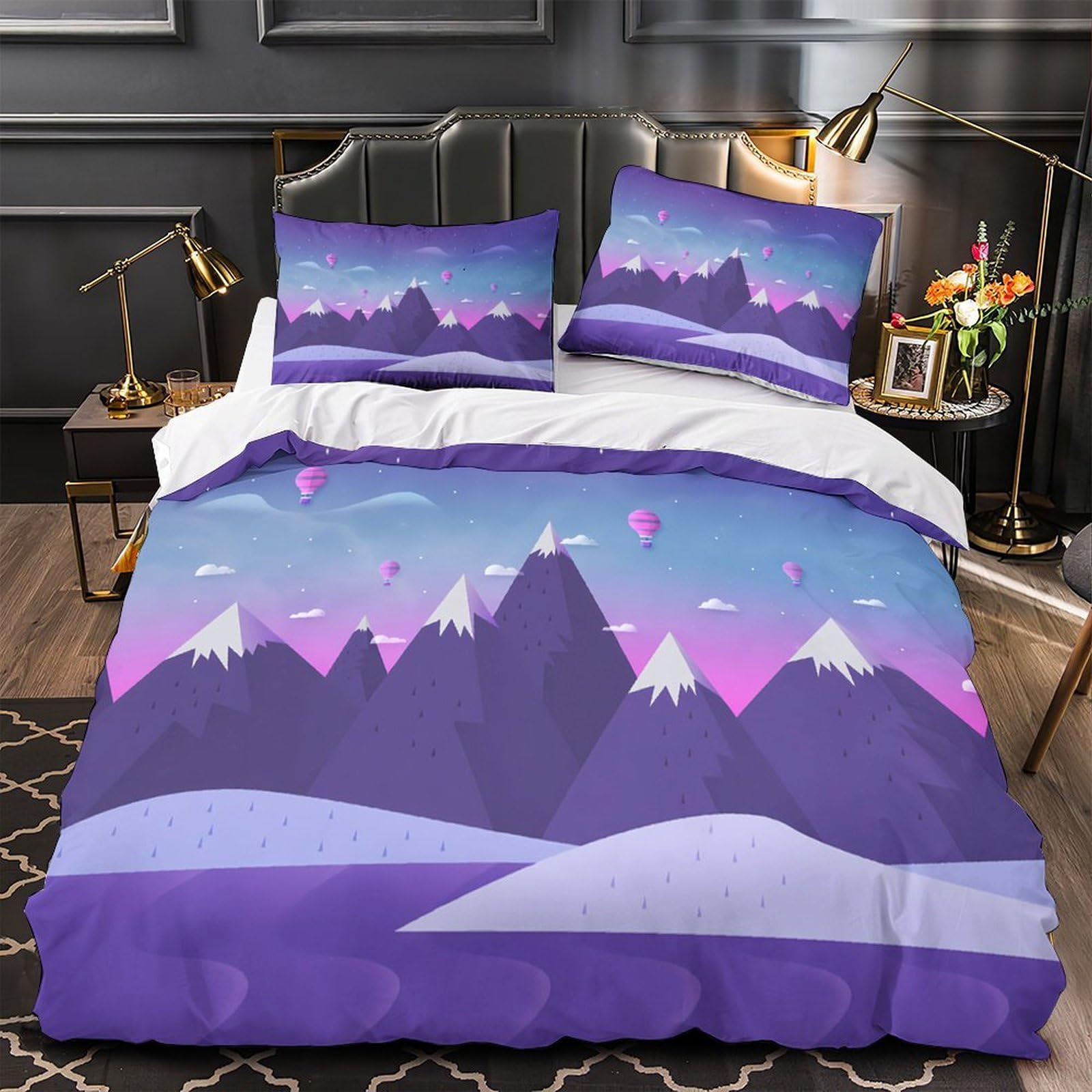 Parure de lit cerf de montagne 3D double en microfibre douce