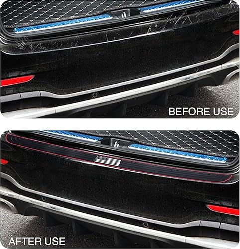 Miniatura 3 de Fogfar 1 tira antiarañazos para maletero de automóvil, 35.43 x 2.75 pulgadas, PVC con bandera estadounidense, borde rojo, calcomanía protectora