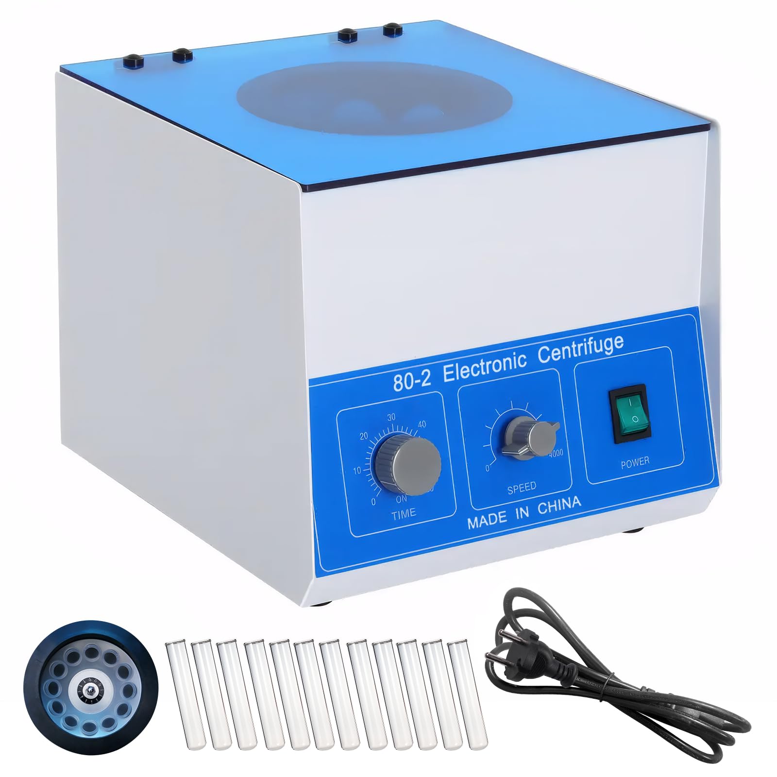Centrifugadora eléctrica de laboratorio con temporizador y control de velocidad, 4000 rpm, capacidad 20 ml x 12 tubos para laboratorio, consultorio médico