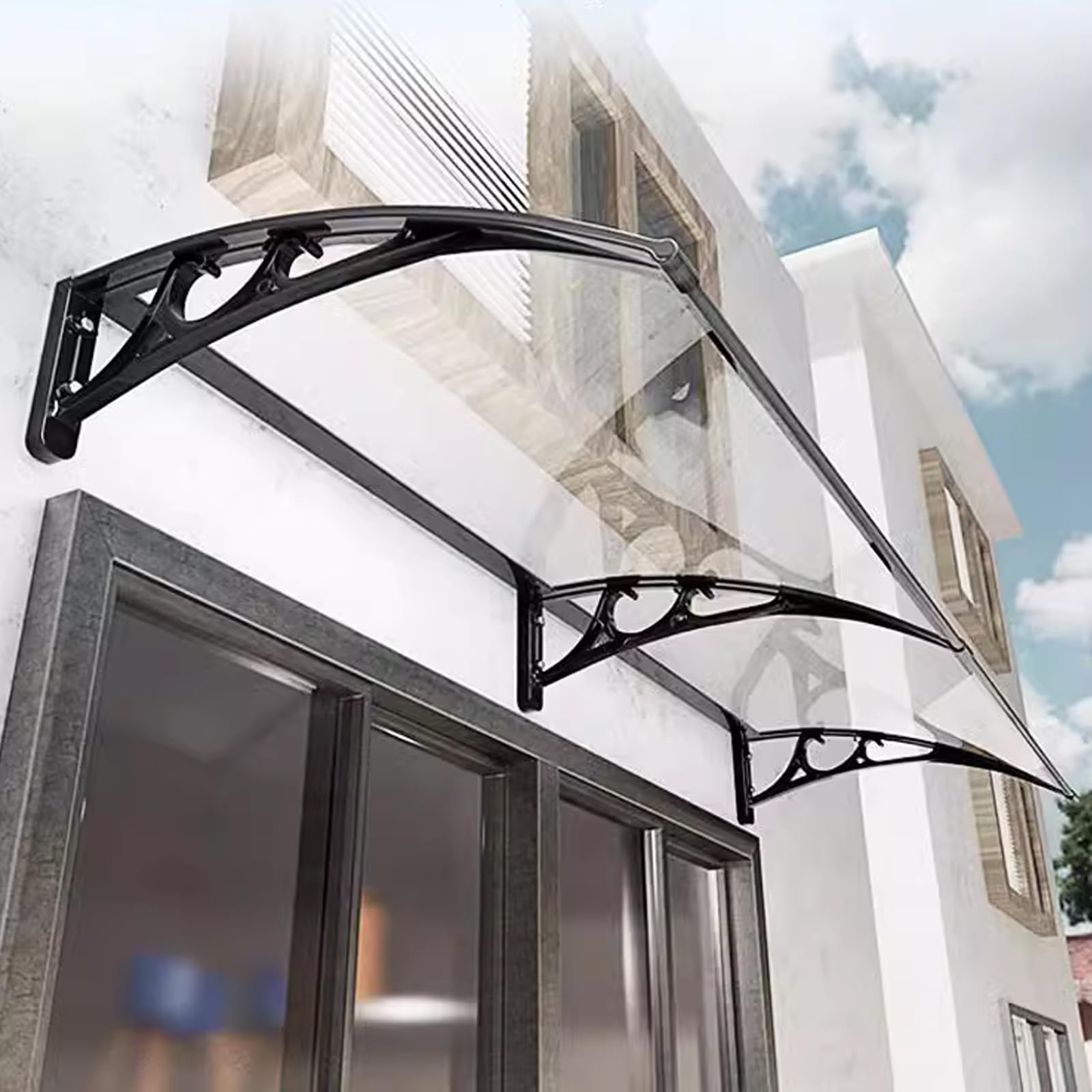 Auvent de porte d'entrée en polycarbonate et aluminium pour balcon et porche