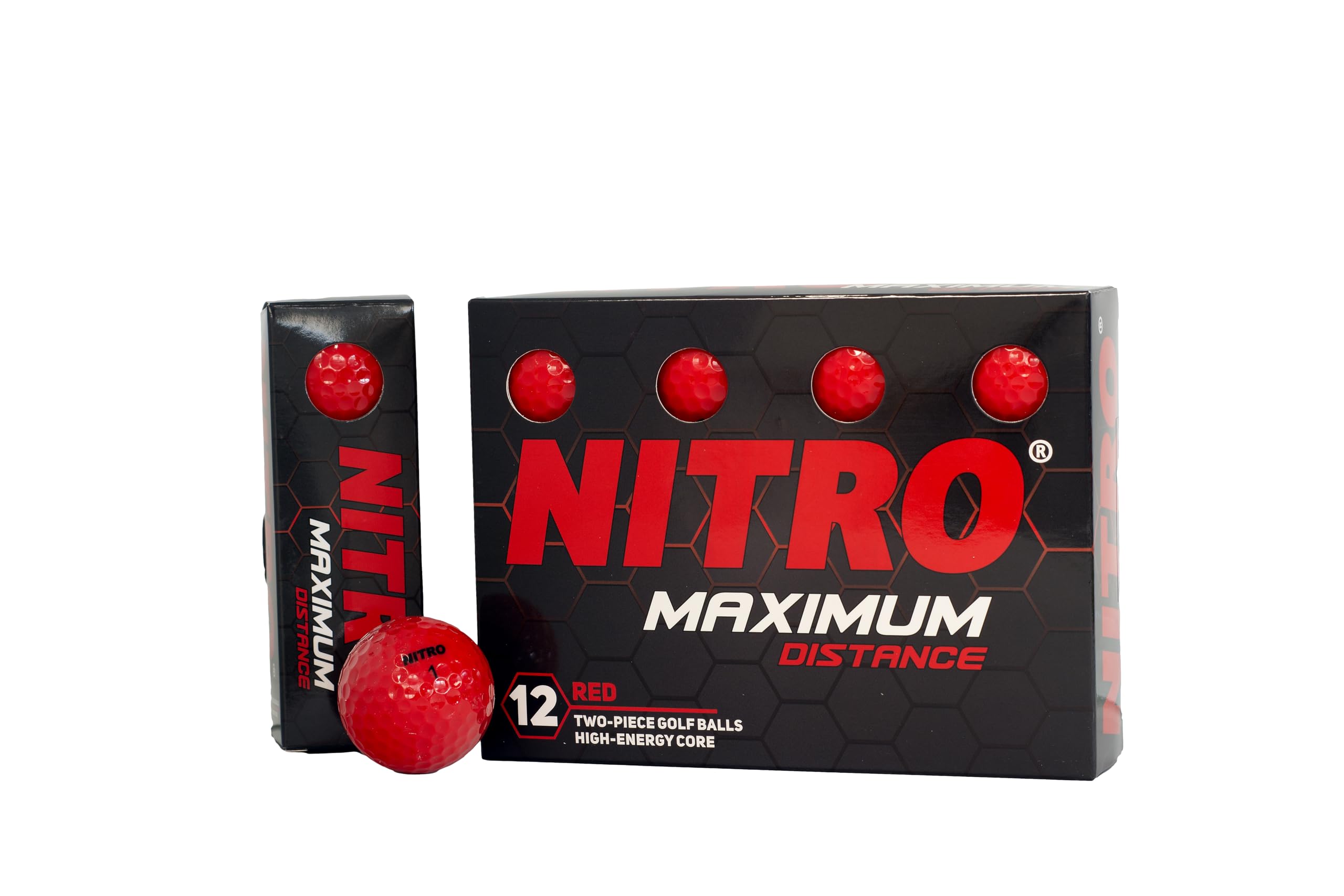 NITRO Maximum Distance 12 Pack Red Golf Balls
