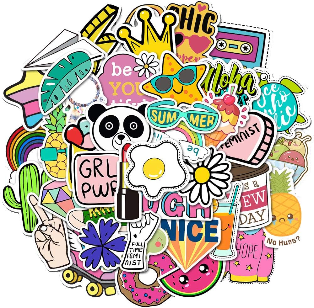 Pure Compression 300 PCS Vinyl Waterproof Cool Bulk Stickers - Cute Sticker Aesthetic Decals for Laptop Water Bottles Flask Luggage Computer Cellphone Skateboard - DIY Decoration Gifts for Teens Kids