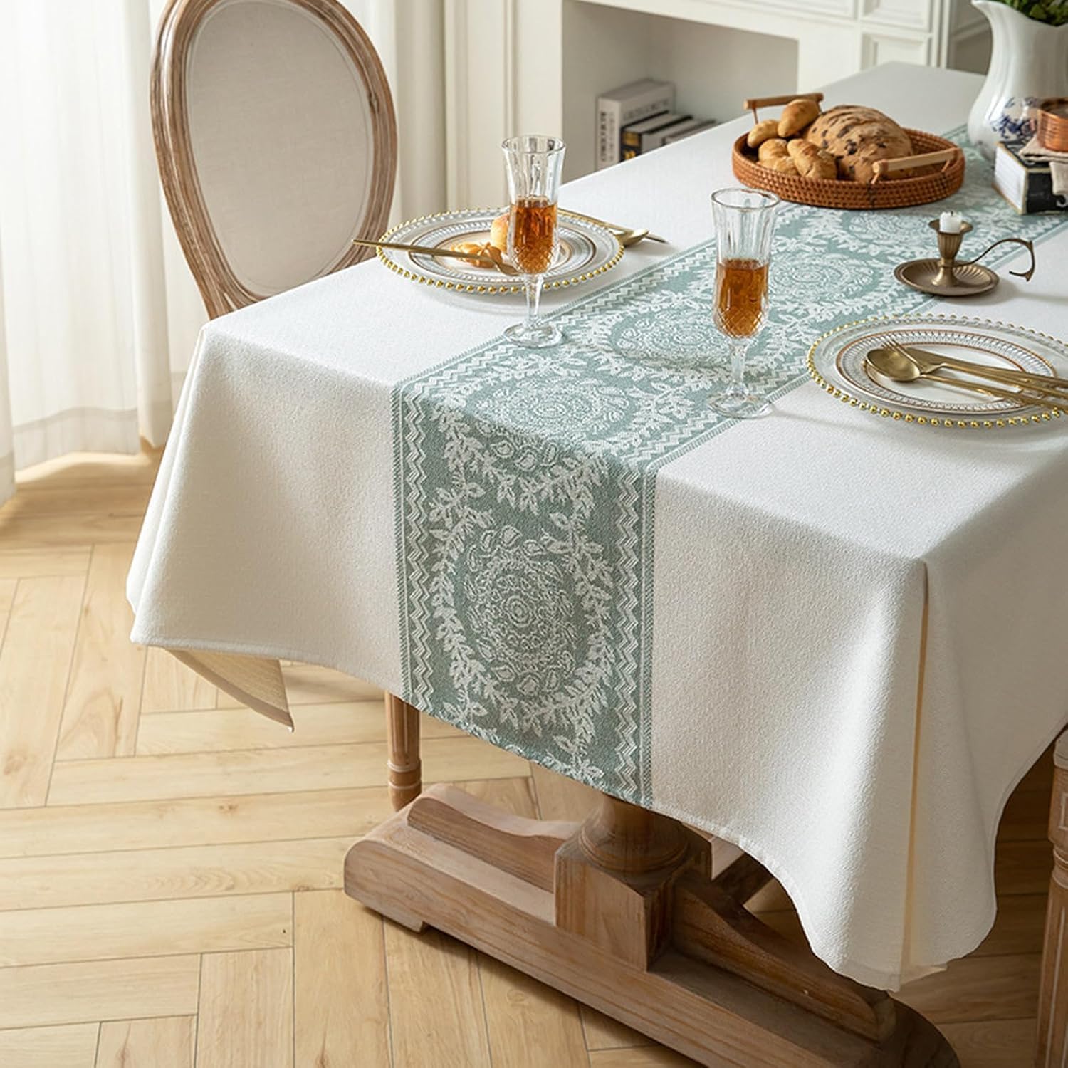 Tovaglia impermeabile verde 140 x 240 cm – tovaglia versatile in stile country per cucina, buffet, feste, campeggio ed eventi – resistente e facile da pulire