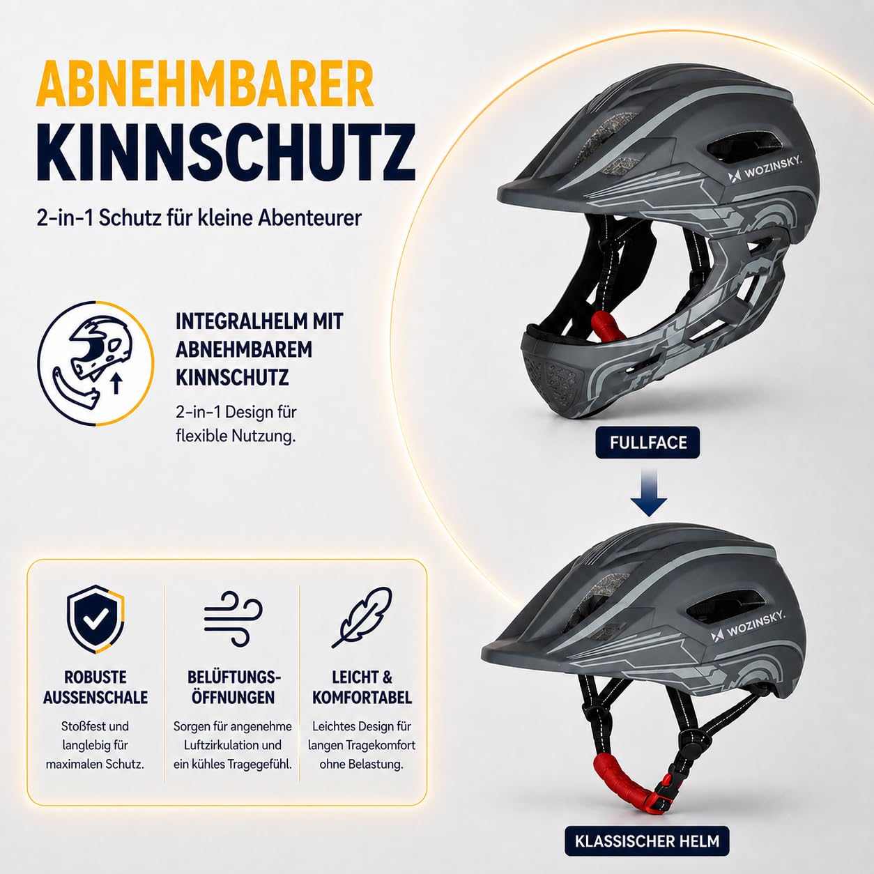 Fullface Kinderhelm MTB Fahrradhelm Helm für Radfahren Wozinsky Größe S 52-56 cm