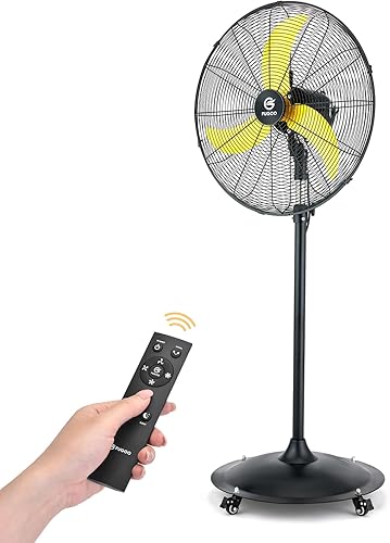 Miniatura 11 de FUGOO Ventilador de pie de 20 pulgadas para exteriores, oscilante y silencioso con control remoto, motor BLDC sellado, impermeable, 4 velocidades