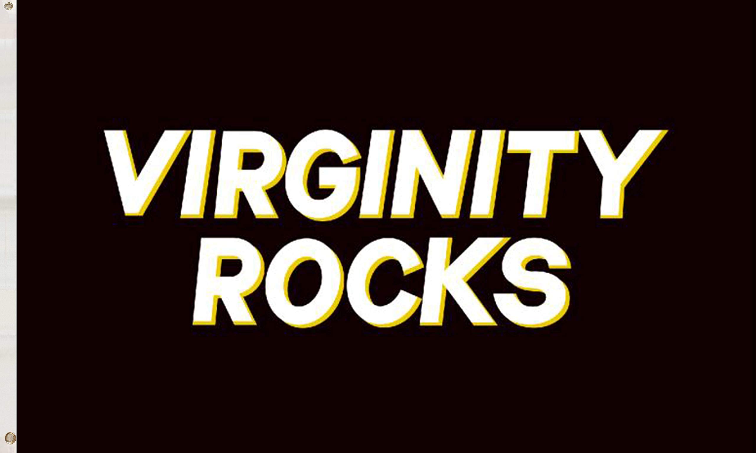Virginity Rocks Flag Black Indoor Decor With Brass Grommets,Outdoor Sign House Banner Canvas Header Polyester Yard Lawn Outdoor Decor 3x5 Ft
