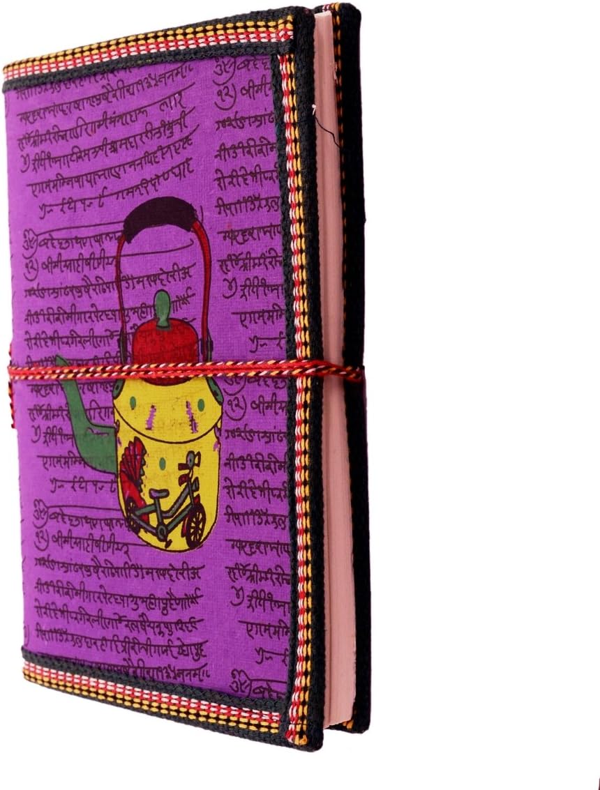 Purpledip Handmade Paper Journal 'My Hot Cuppa': Vintage Diary Notebook With Thread Closure (11159)