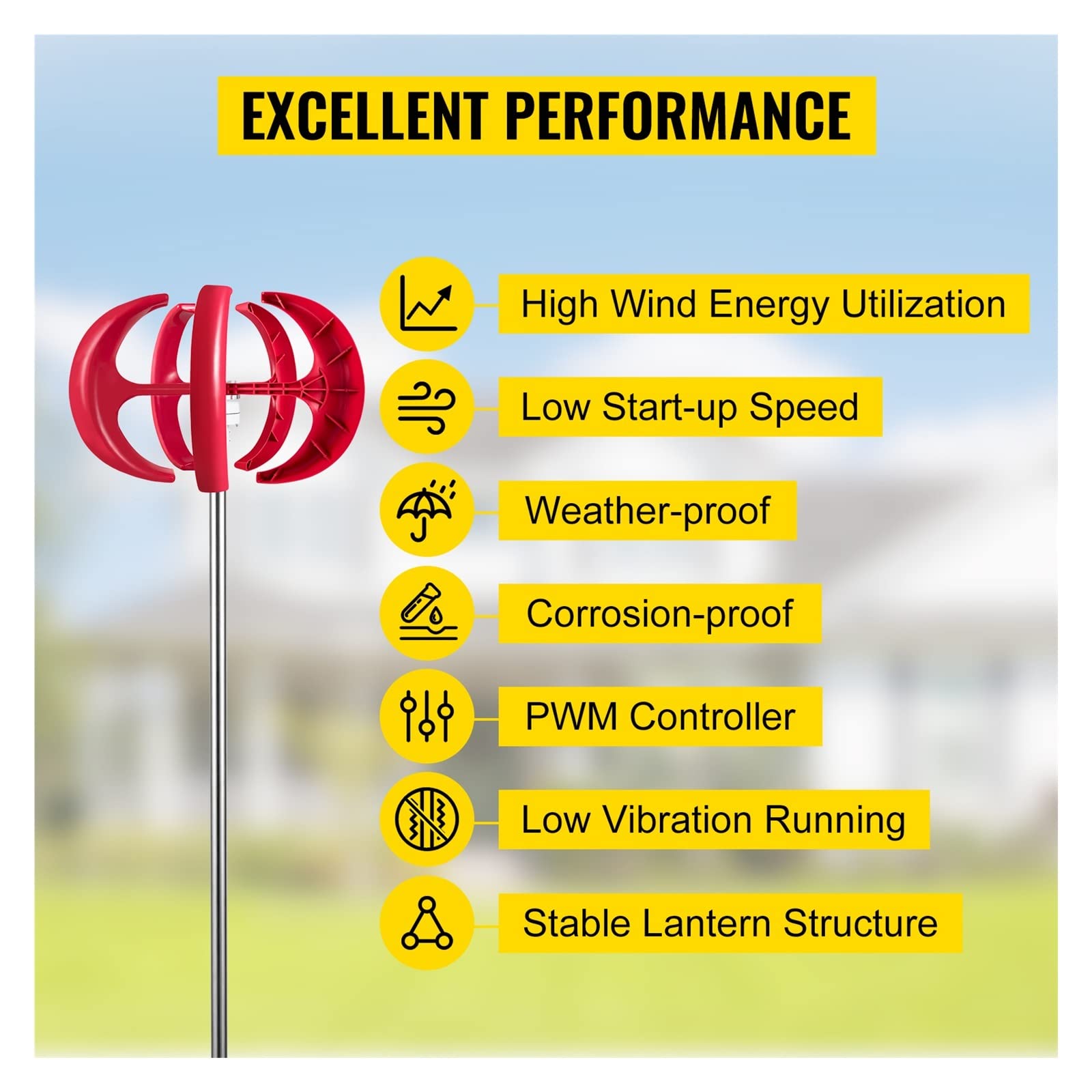 Turbina eolica ad asse verticale 12V 100W/400W/600W Generatore di energia alternativa VAWT Piccolo mulino a vento Energia libera con controller per professionisti e appassionati del fai da te(100W Bui