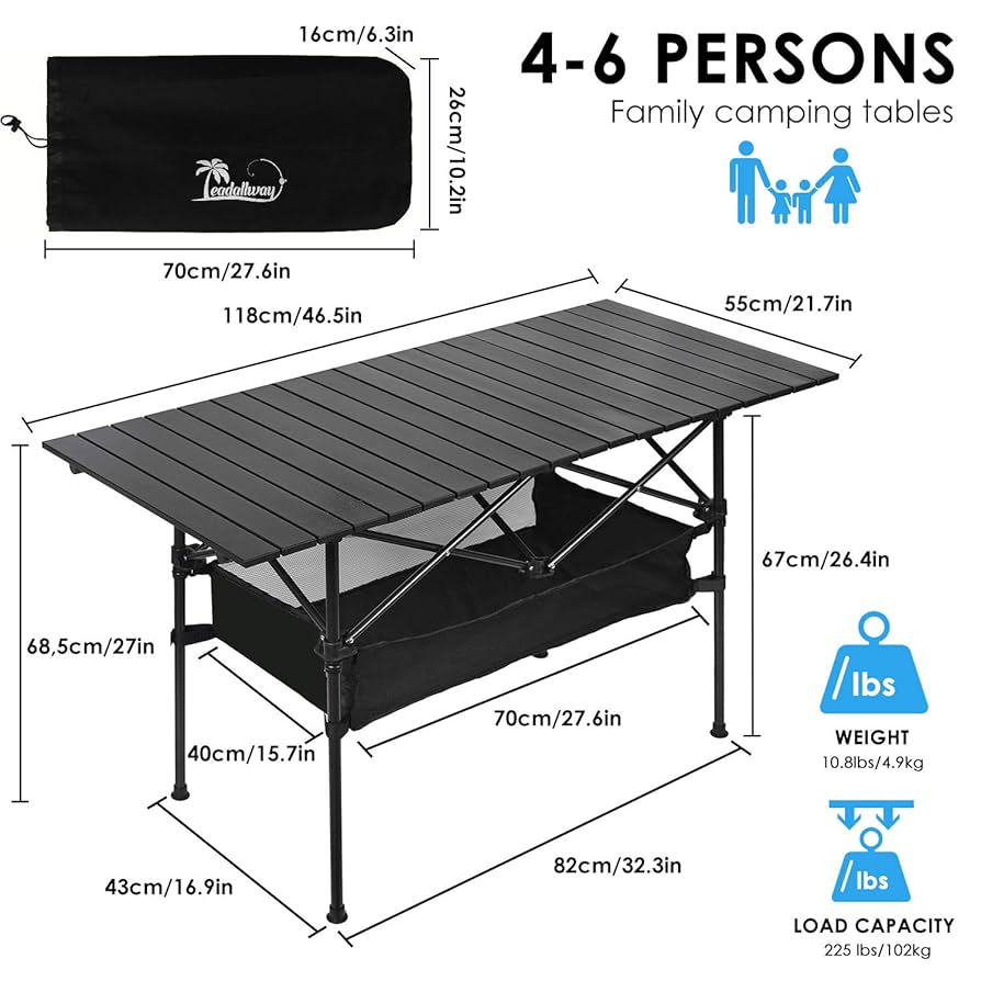 Amazon.com: LEADALLWAY Folding Camping Table with Large