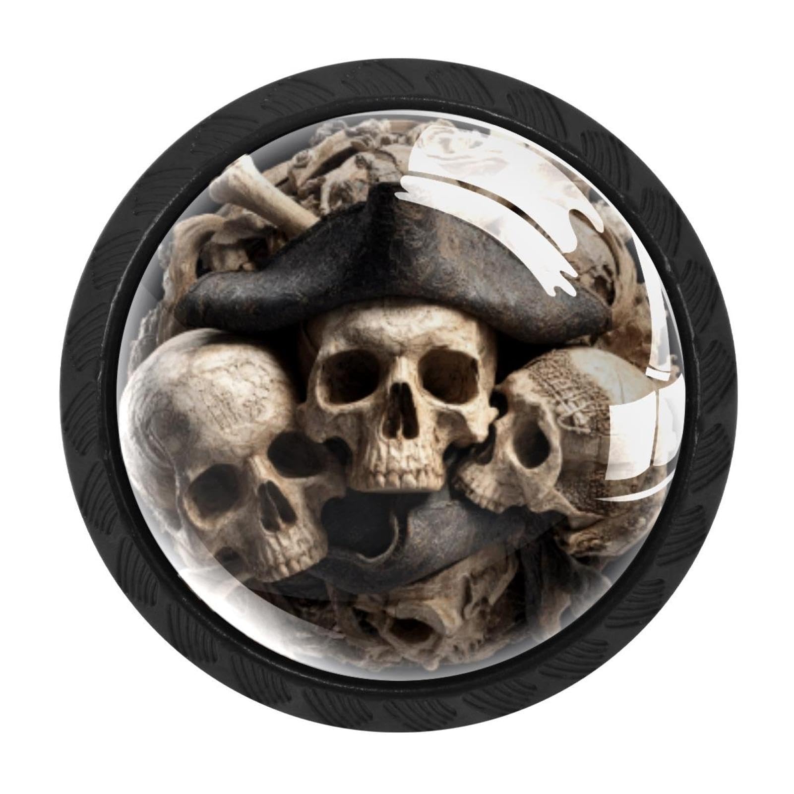 CHENZZZZ 4 Pack Cabinet Handles Pirate Skulls Bone (2) Kitchen Drawer Pulls Furniture Door Handles for Cupboard Bedroom Wardrobe