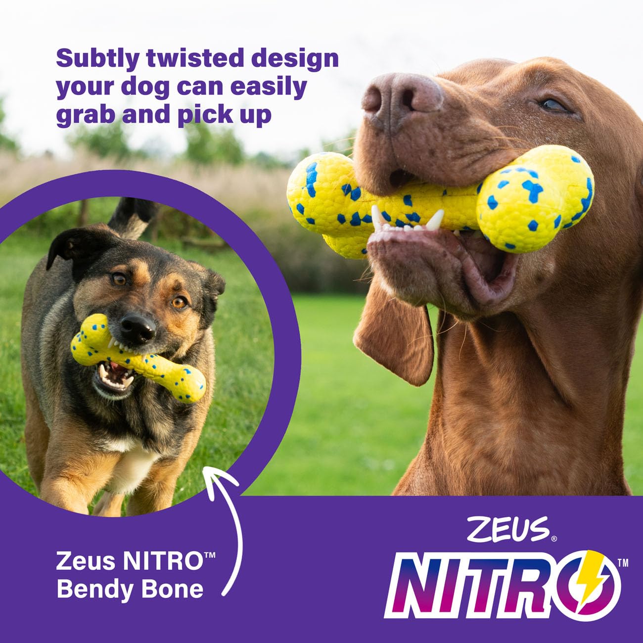 Zeus NITRO Bendy Dog Bone, 16cm, Tough, Durable and Long-Lasting Dog Chew for Dogs & Puppies, Yellow - Image 3