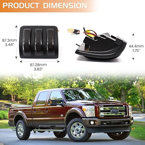 Miniatura 5 de Switchback - Luces LED de espejo para Ford F250 F350 F450 F550 Super Duty 2008-2016, luces intermitentes de espejo lateral ámbar secuencial y
