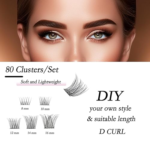 Miniatura 4 de Kit de extensión de pestañas individuales de ojo de gato, rizado D, con unión de pestañas y aplicador de sellado, para principiantes, naturales,