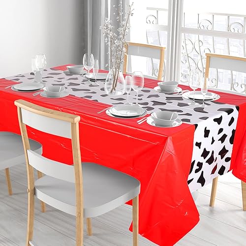 Miniatura 5 de Oudain Mantel de vaca de 54 x 108 pulgadas para fiesta, mantel de vaca, camino de mesa de cachemira, funda rectangular de decoración de fiesta de