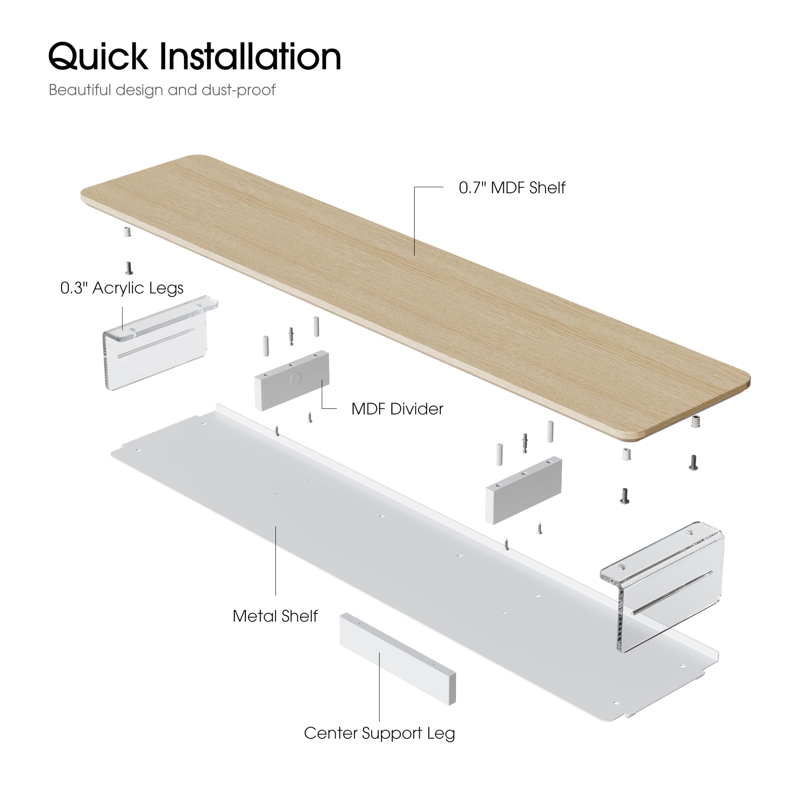 Fenge Support Écran PC Acrylique, Réhausseur Écran PC Bureau Bois et Métal, Adapté aux Ordinateurs, Écrans, TV, Ordinateurs, Imprimantes (Chêne, 108cm)