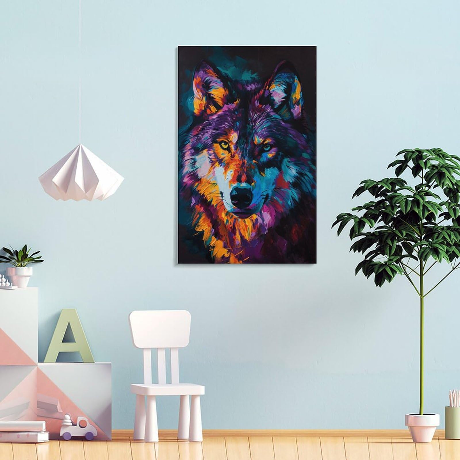 Amazon.co.jp: 絵画 オオカミの視線インテリア 絵画 動物写真撮影 超