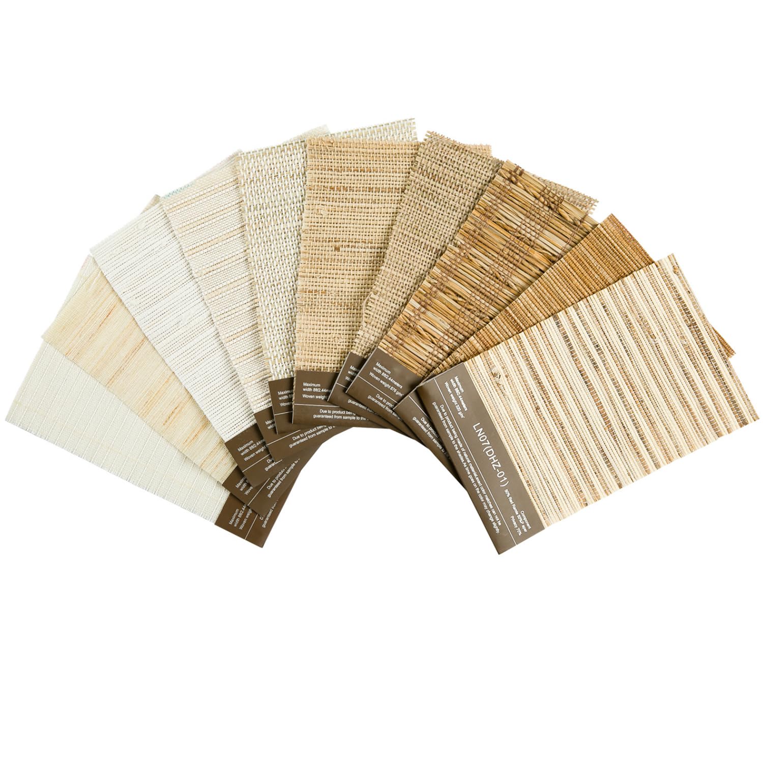 TWOPAGES Natural Woven Bamboo Shade Sample Book,10 Colors