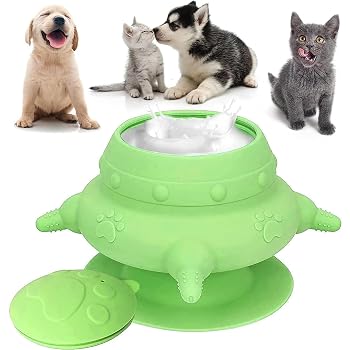 CHEFFS Cat Dog Feeder - Silicone Pet Feeder Puppy Feeder With 4 Drinking Spouts For Multiple Pets, 240ml Drinking Bowl For Puppies Kittens Chinchillas Squirrels Rabbits Green