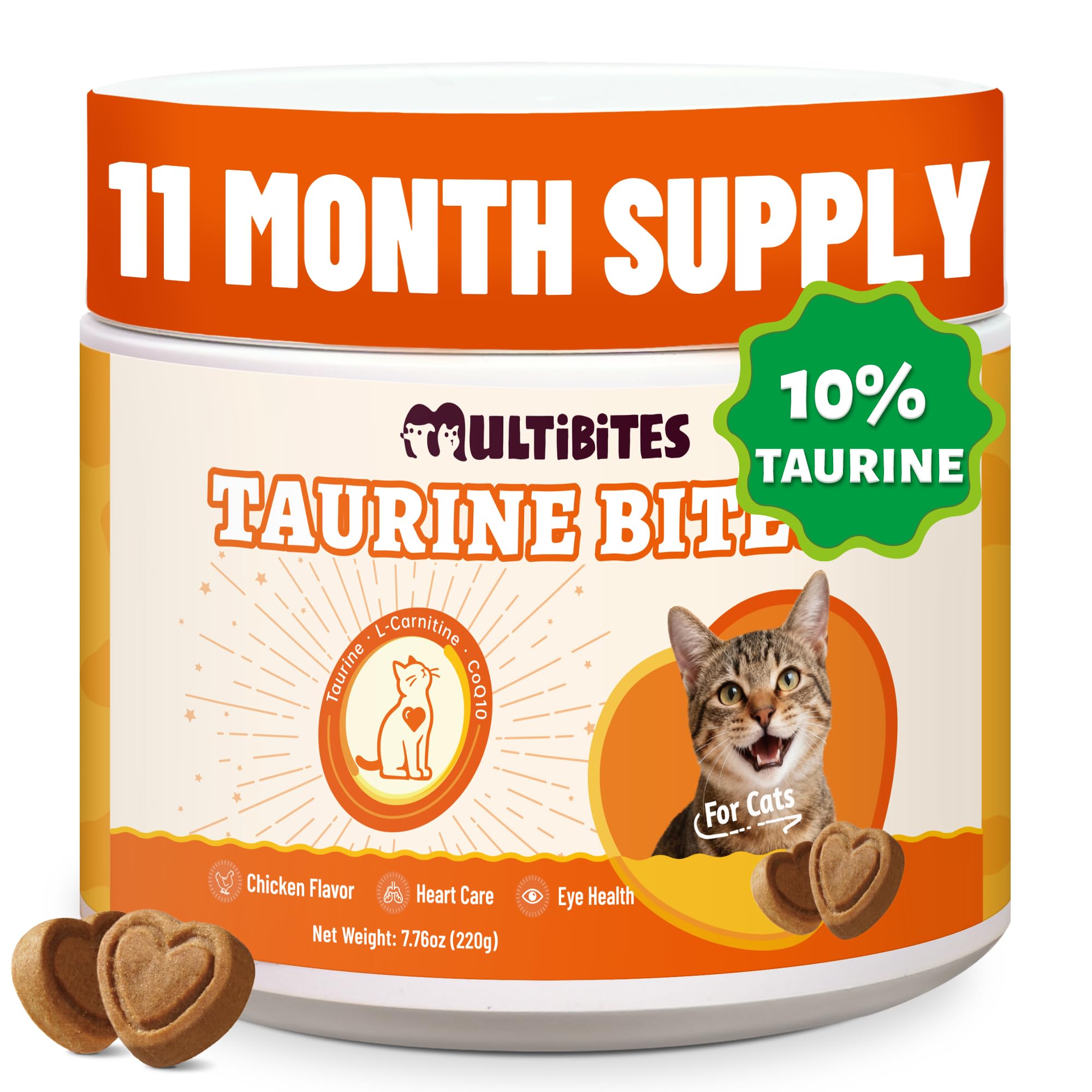 MUITIBITES Taurine Supplement for Cats - for Heart & Eye Health - 220g