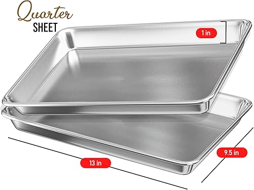 Miniatura 10 de Eatex Juego de bandejas de aluminio para hornear, bandeja de gelatina de 10 x 15 pulgadas, hojas de galletas antiadherentes