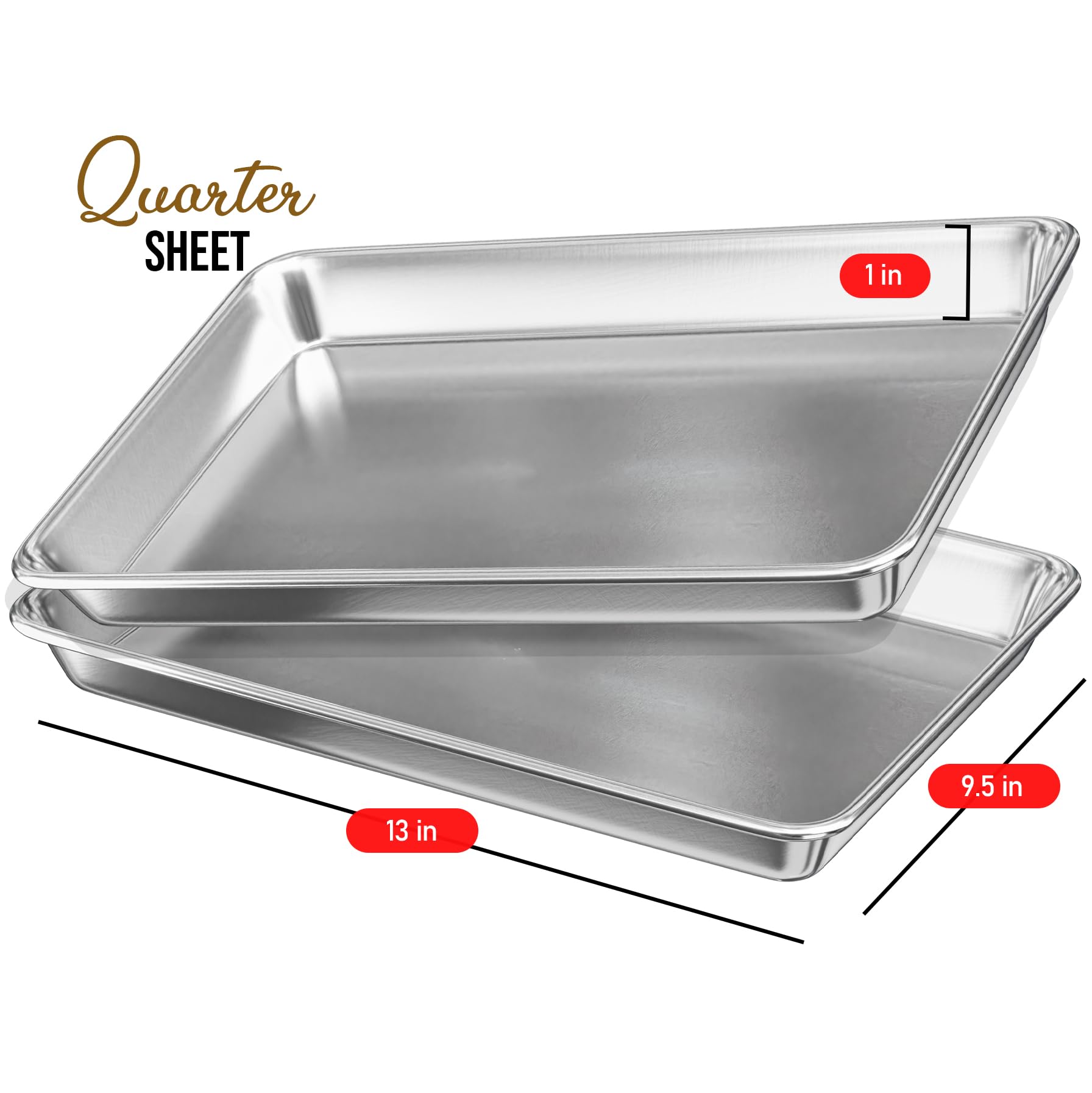 Eatex Aluminium-Backblech-Set, 4-teiliges Backblech-Set, 22,9 x 33 cm, verwindungsbeständige Keksblätter zum Backen, Antihaftbeschichtung, Stahl-Backformen-Set, Backbleche für Ofen, Viertelblechpfanne