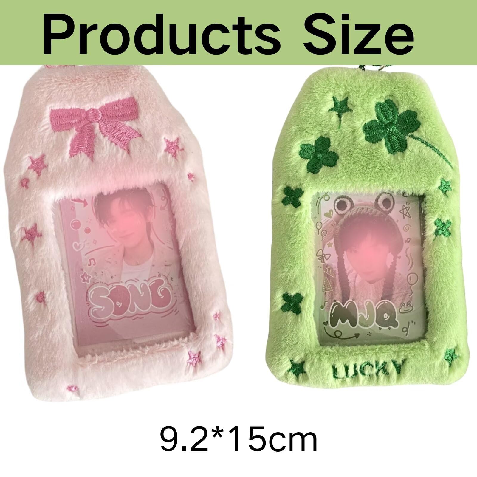 Green Clover Photocard Porte-Traits, Support en Peluche Photocard Outdoor ID Couverture DE Couverture DE Court