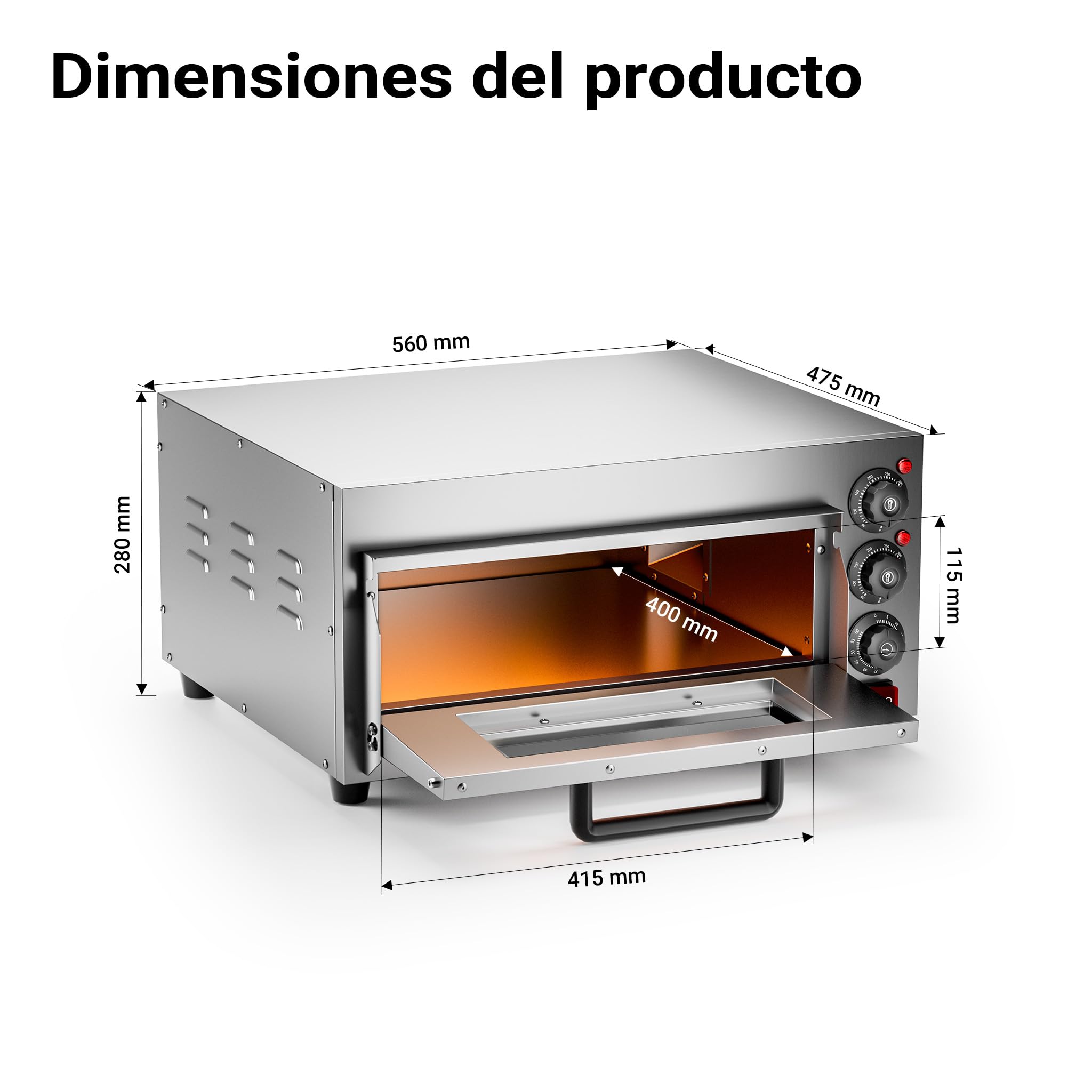 Pizza-Backofen 2000W mit Cordierit Stein für Pizza wie aus dem Steinofen Pizzaofen Backofen Gastro