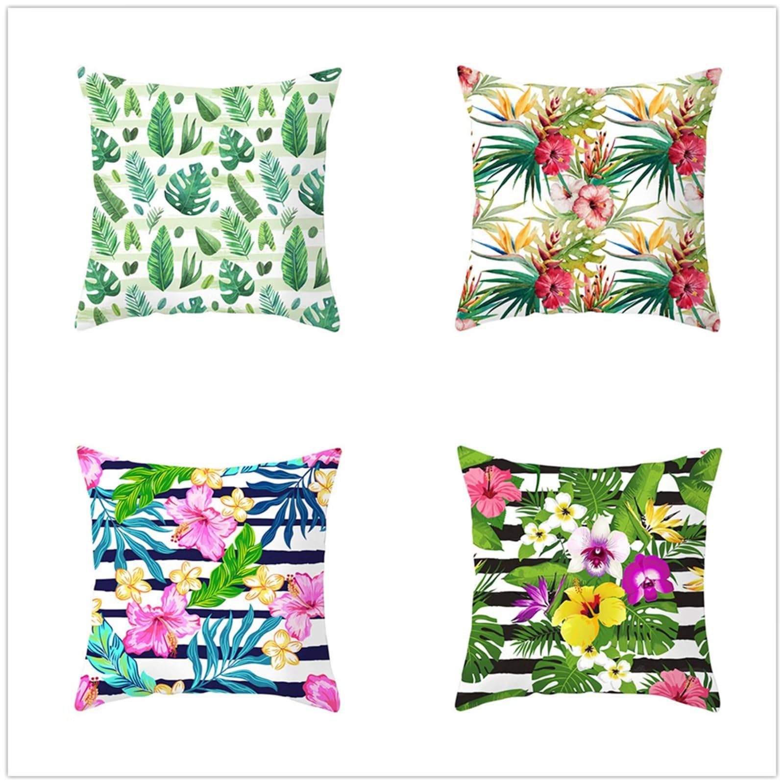 Set di 4 Fodere per Cuscini 65x65cm,cuscini per divano Fiore fogliare nordico Giardino Esterno Fodere per Cuscini Decorativi Velluto Quadrate per Cuscino,per Soggiorno Camera da Letto Divano YG1004