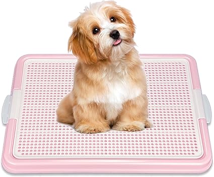 Dog Pee Pad Holder, Puppy Potty Training Tray 22.5”X16.5” for Small Dogs (Pink)
