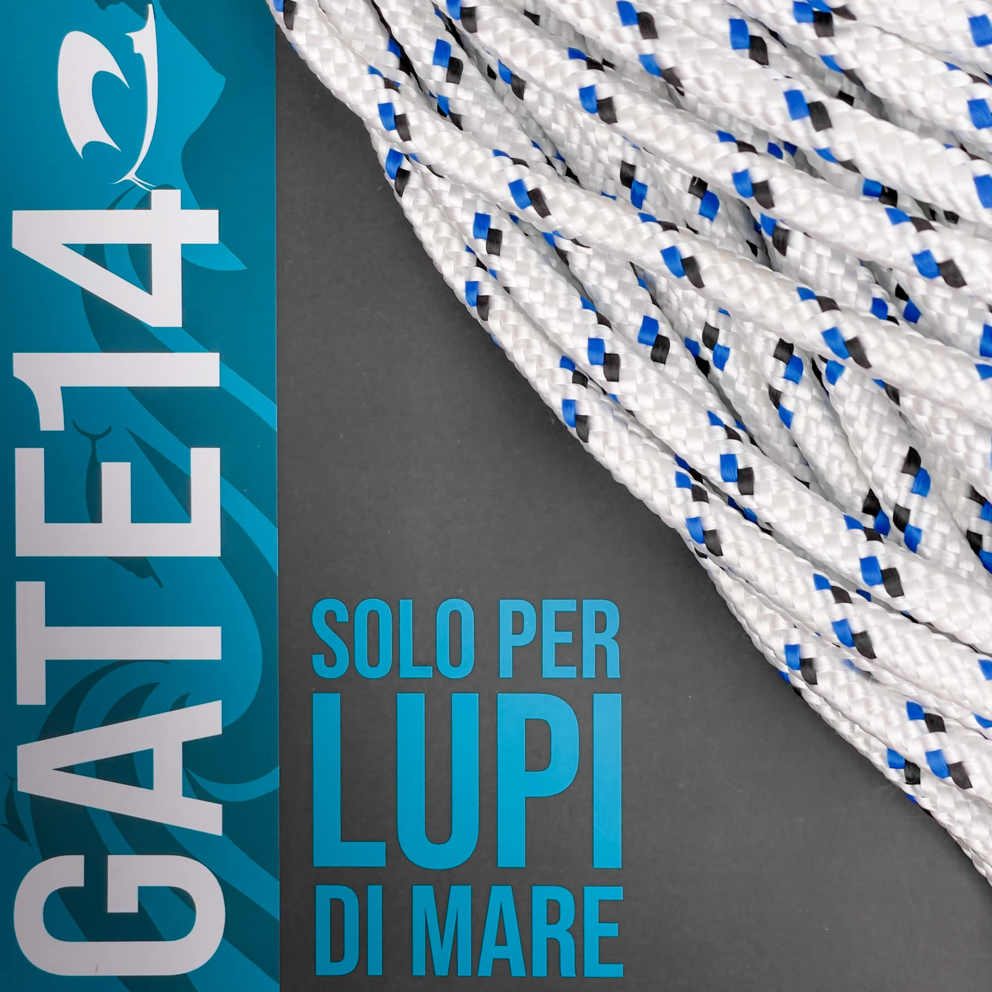 GATE 14 Cima Nautica per Ancora e Ormeggio in Poliestere Bianco con Segnalino Lung. 30 m