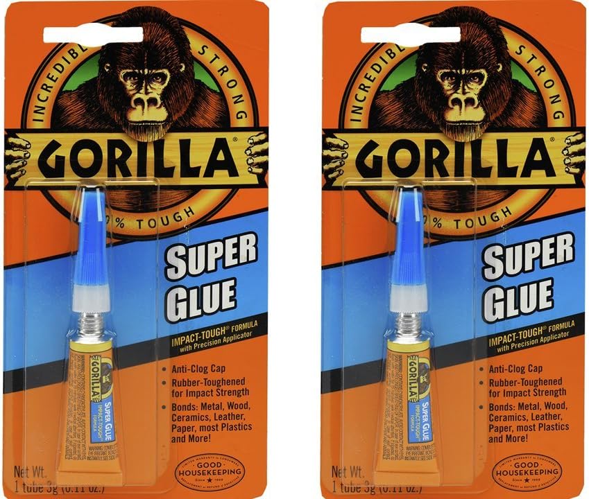 Gorilla Super Glue Tube, 3 Gram, Clear, (Pack of 10)