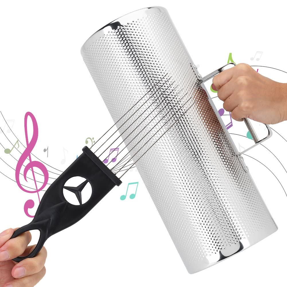 Bnineteenteam Instrument en métal Guiro, Percussion en Acier Inoxydable Guiro avec grattoir 5 x 12,8 cm Percussion Instrument