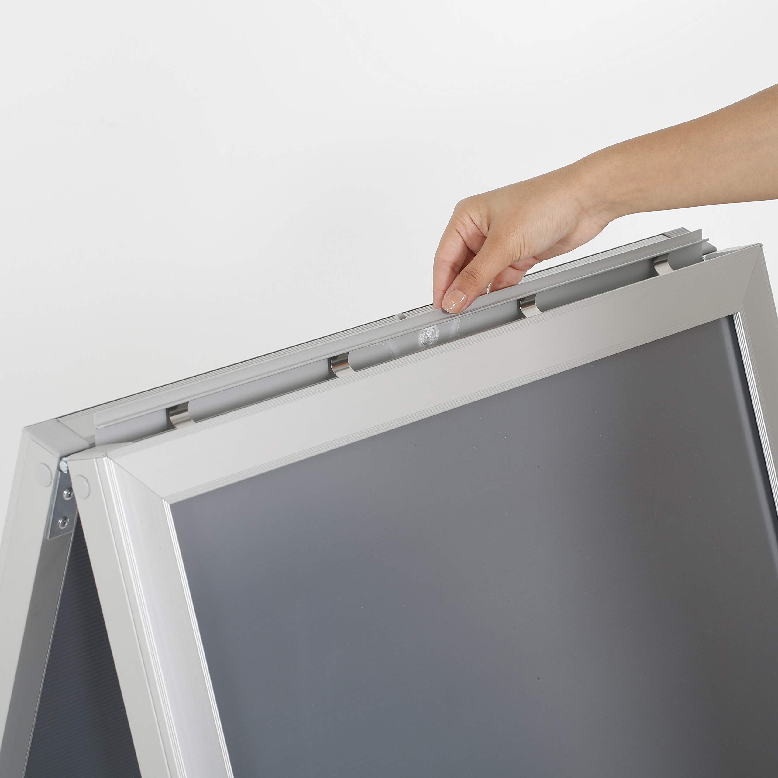 Kundenstopper Slide In DIN A1 in silber | Doppelseitiger Plakatständer mit Einschubrahmen