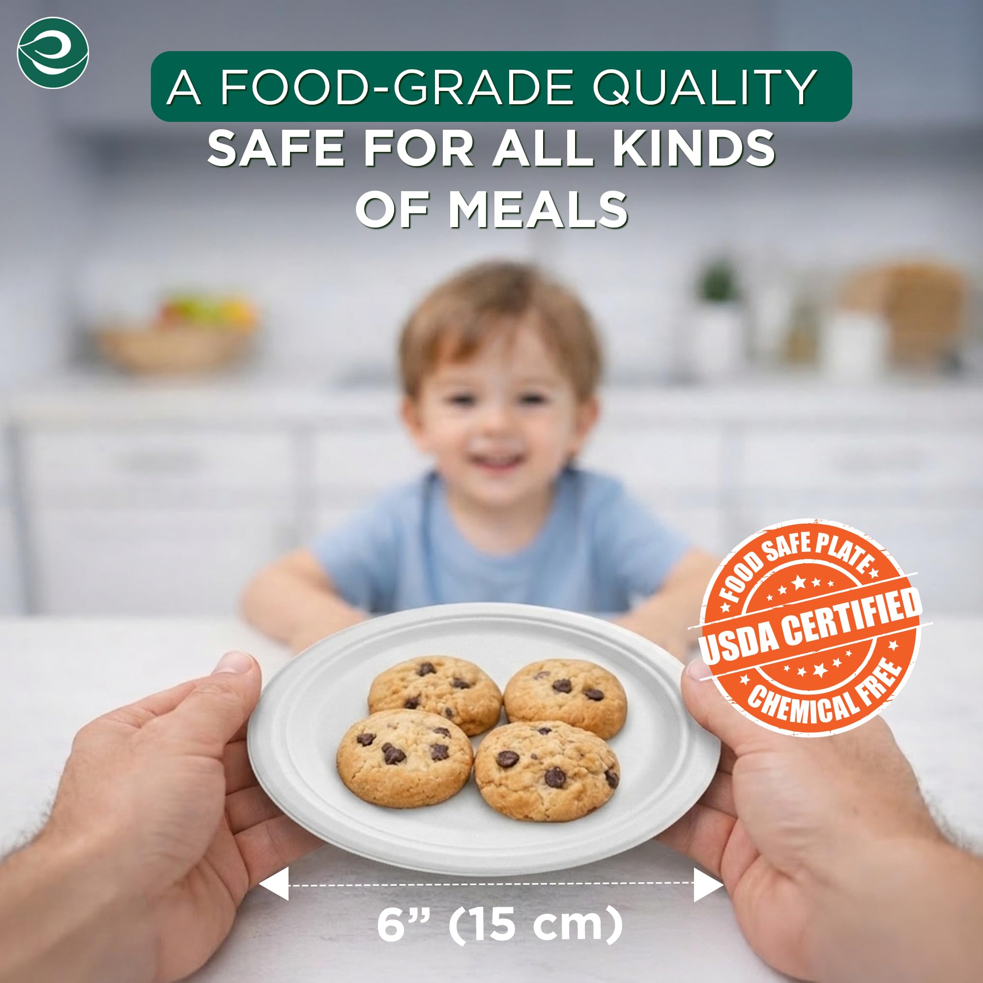 ECO SOUL Białe perłowe talerze papierowe 15 cm, 1000 sztuk, 100% kompostowalne, jednorazowe, wytrzymałe, przyjazne dla środowiska, biodegradowalne talerze z trzciny cukrowej na ślub, talerze na wynos,