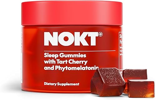 NOKT Gomitas para dormir, cereza ácida y melatonina vegana, sin azúcar, sin gluten, suplemento nutricional, 30 gomitas, sabor a cereza ácida, forma