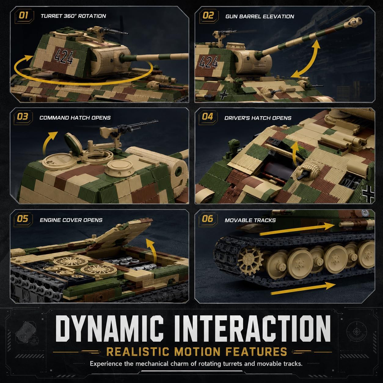 Militär Panzer Bausteine Bauset, 1675PCS WW2 Militär Leopard Panzer Modell Klemmbausteine, MOC Schwer Tank Modell Bausteinset, Hauptkampfpanzer Modellbausatz Konstruktions Set, Geschenk für Erwachsene