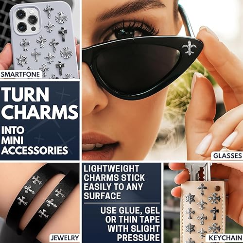 Miniatura 9 de 120 dijes y gemas para uñas cruzadas, dijes de cruz de plata acrílica 3D para uñas para bricolaje y manicura profesional, decoraciones de uñas