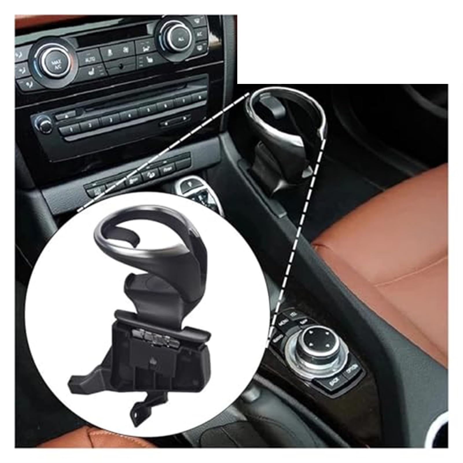 FREAZE Auto Cup Bekerhouder Middenconsole Bekerhouder Fit for Bmw 128I 135I 2008-2013 X1 E82 E84 e88 Auto Accessoires (Color : Black 1 Set