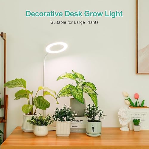 Vista 4 de LBW Luces de cultivo para interiores, luz LED de escritorio para cultivo en interiores, lámpara de crecimiento de espectro completo con temporizador