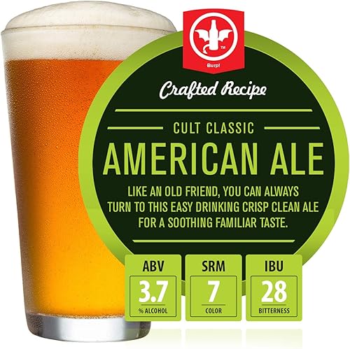 BrewDemon Kit de recetas de cerveza americana clásica de culto de 2 galones hace un lote de cerveza artesanal hecha a mano con un 3.7% de alcohol