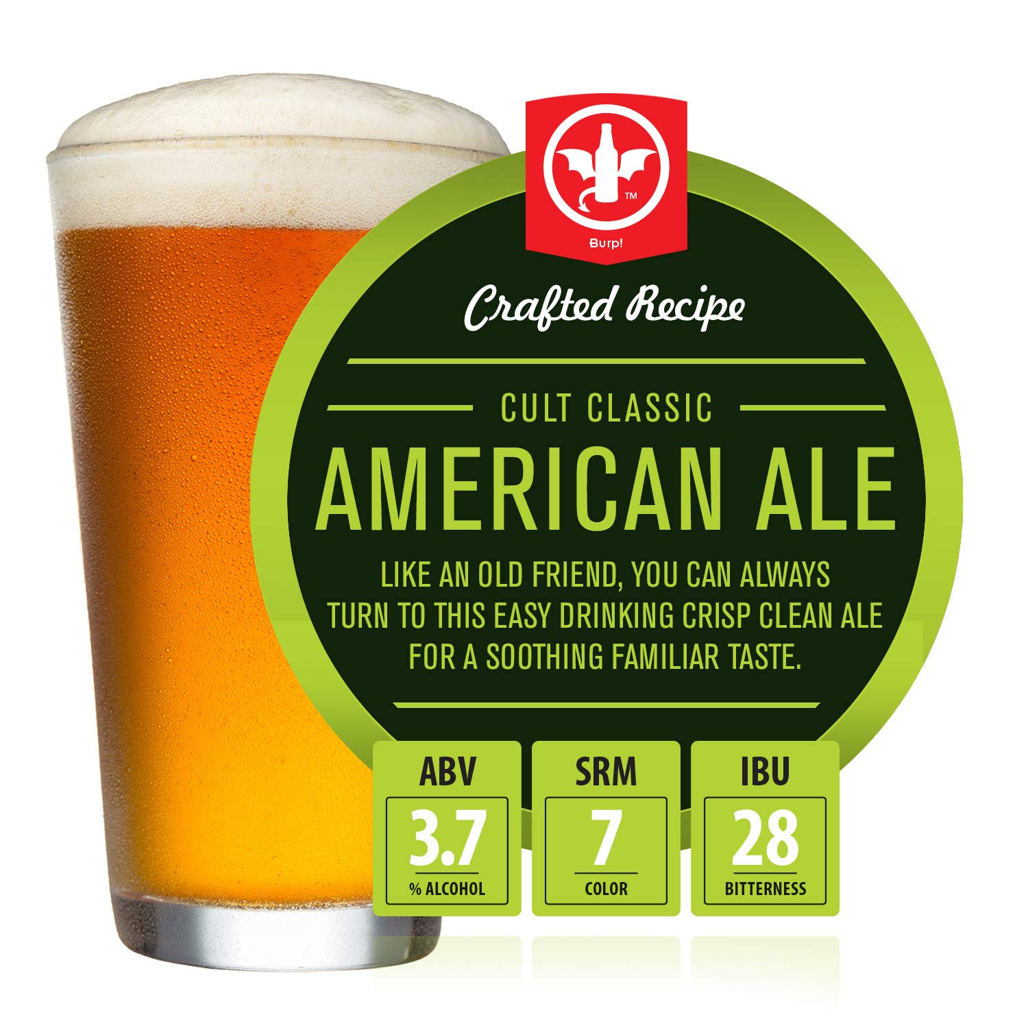 BrewDemon 2 Gal. Cult Classic American Beer Recipe Kit - Makes a Wicked-Good 3.7% ABV Batch of Craft Brewed Beer