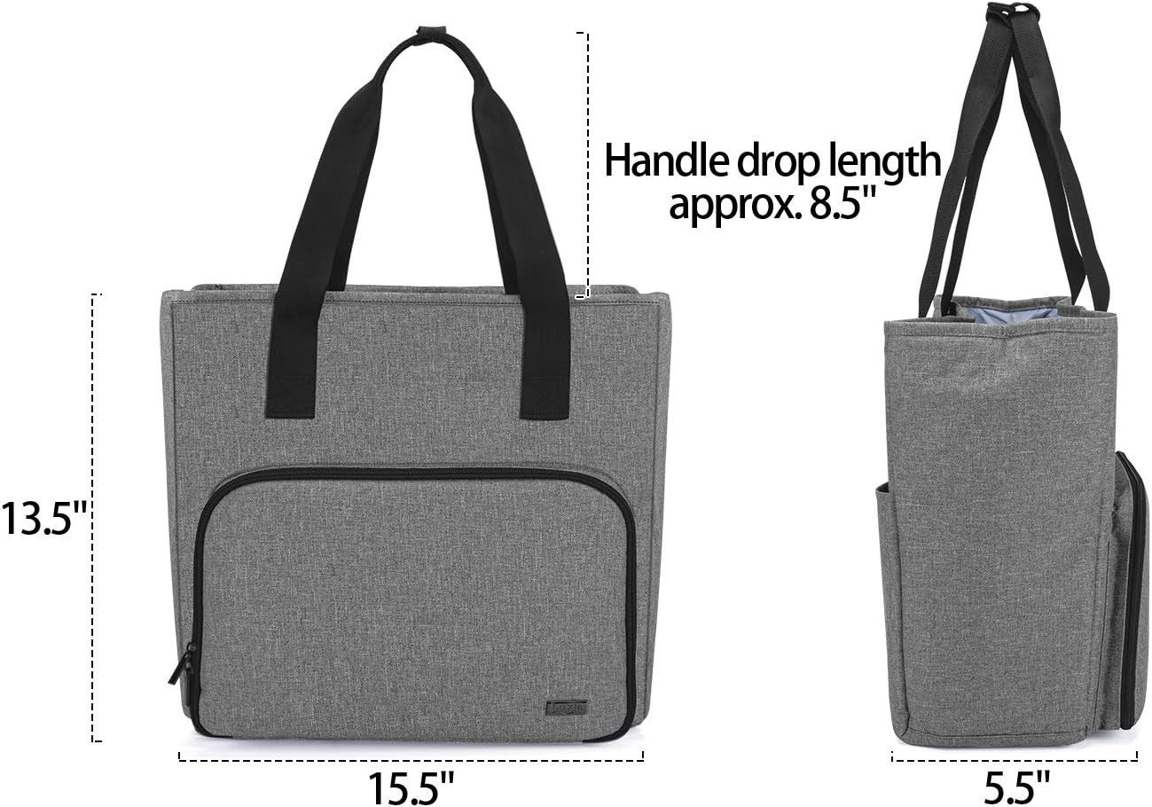 LUXJA Tote Compatible with Cricut Accessories, Carrying Bag Compatible with Cricut Supplies (Bag Only, Patent Design), Gray