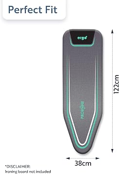 Minky Ergo Mint 122 x 38cm Ironing Board Cover, Heat Reflection, UK Made