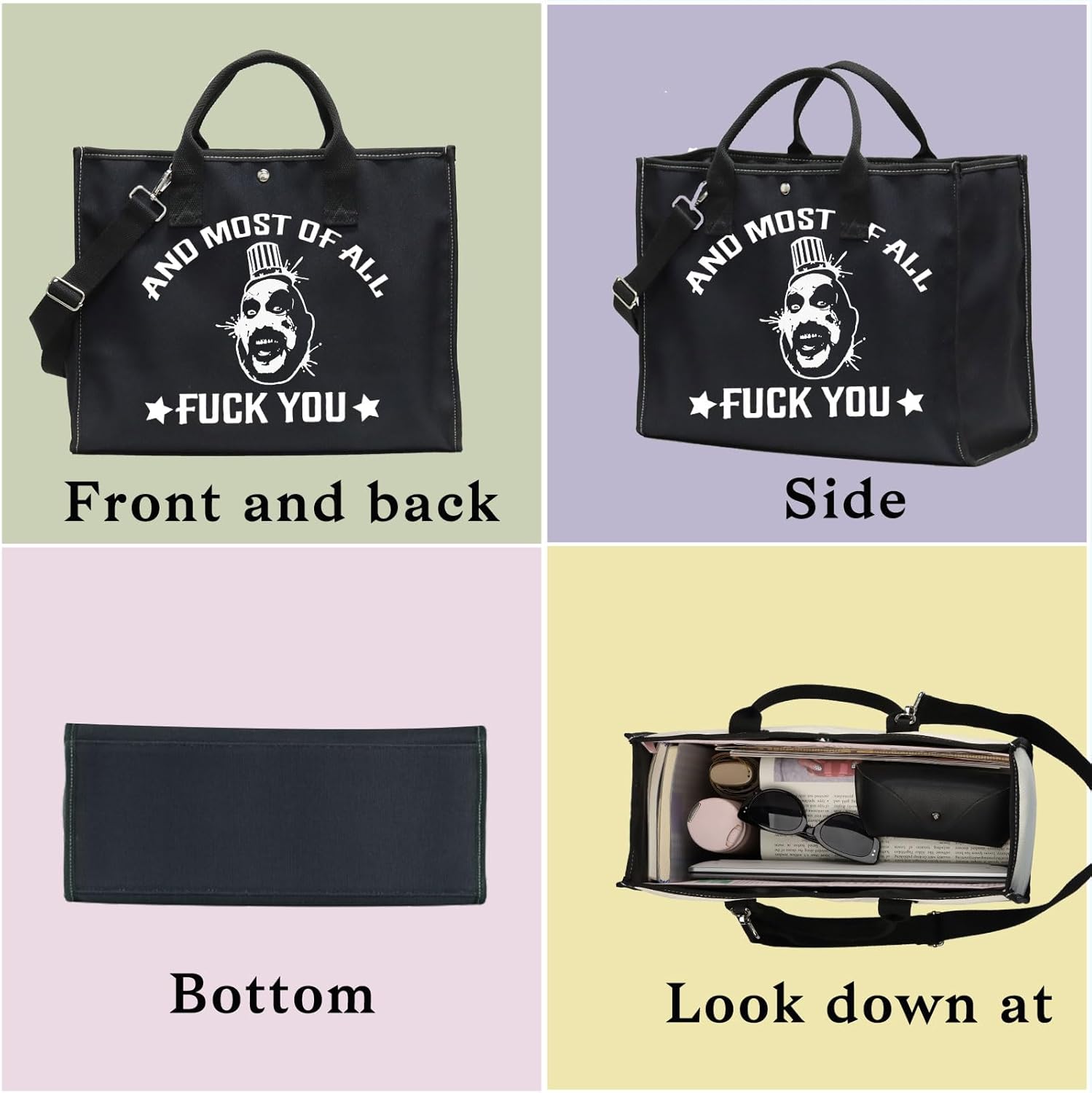 BWWKTOP Captain Spaulding Cosmetic Makeup Bag Horror Movie Inspired Gifts And Most Of All Fu*k You Zipper Pouch Bag For Movie Fans (And Most BG)