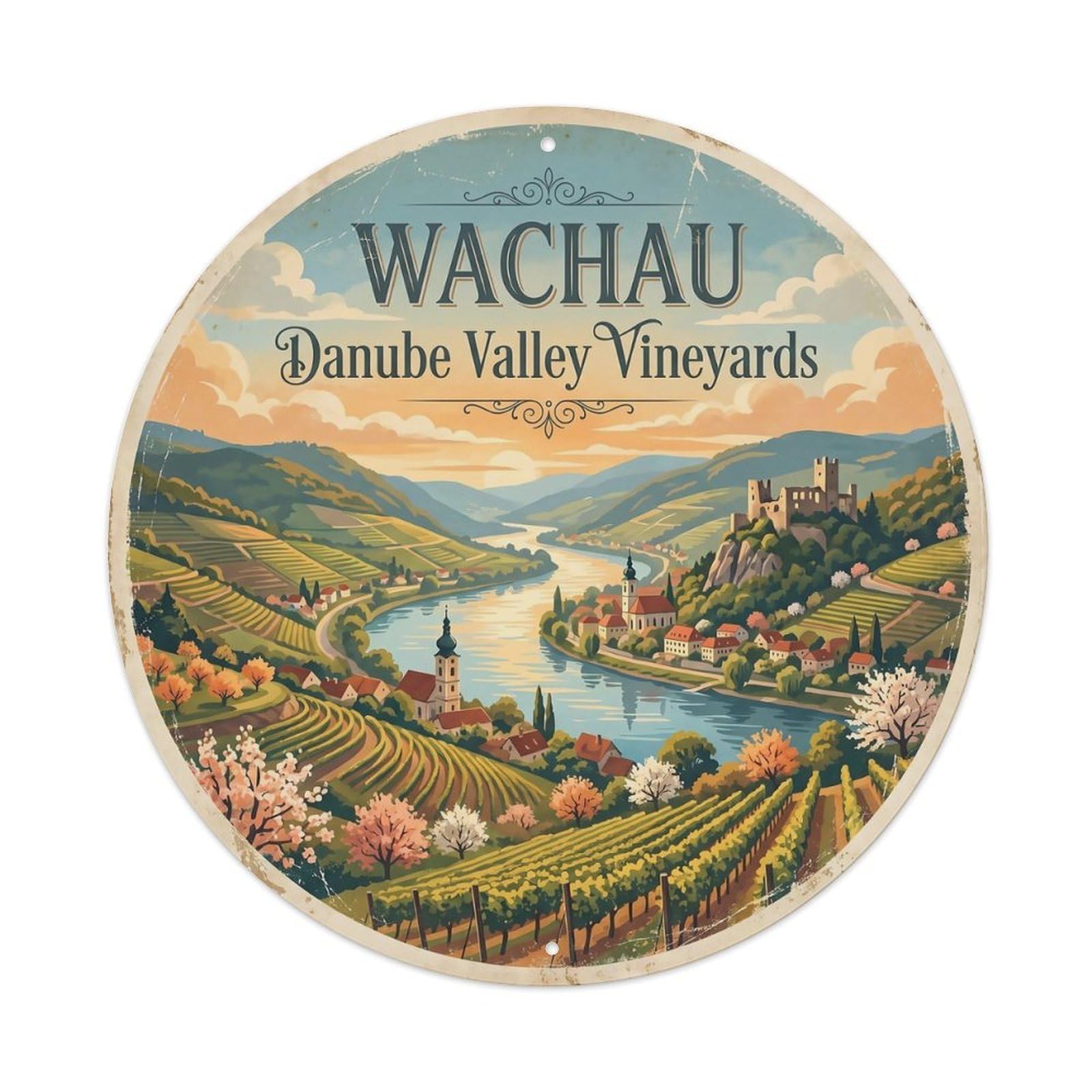 Vintage Travel Wachau Valley Austria Metal Tin Sign