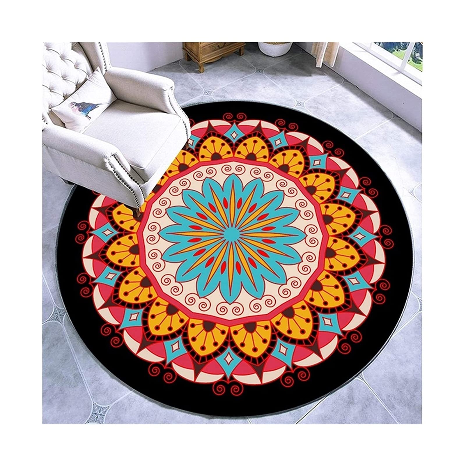 Alfombra redonda nacional de 100 cm para mesa de café MLLDM C
