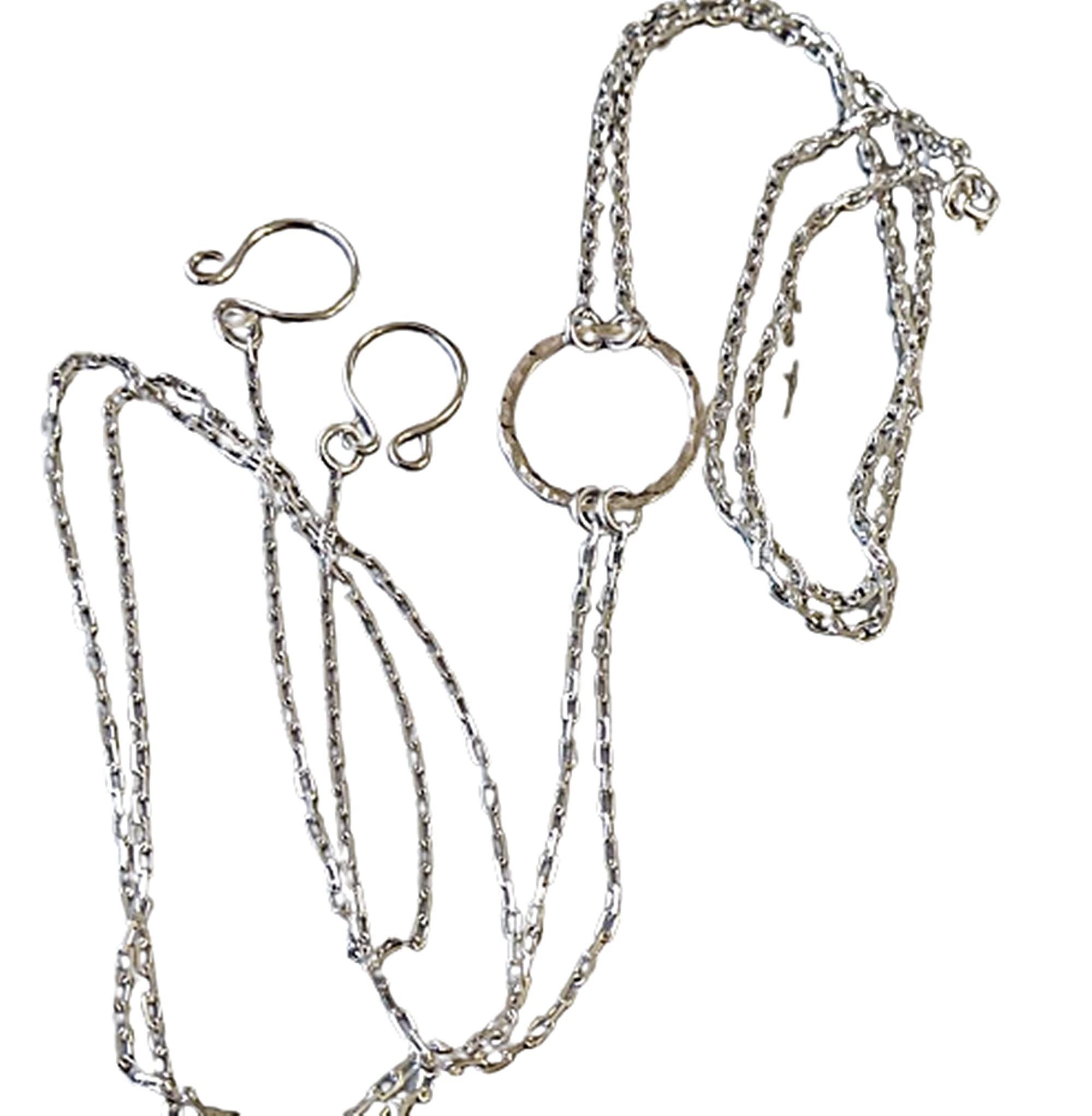 Handgefertigter Nippelschmuck mit O-Ring Choker und Silberketten | Hochwertiges Metall, Baumelnde Silberketten, Fake Nippelpiercing