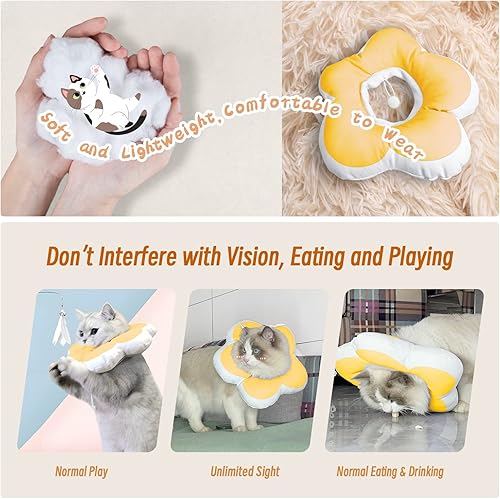 Miniatura 5 de KUDES Collar de cono de gato, lindo collar isabelino impermeable con flores para gatos y perros pequeños, antimordeduras, lamer, curación de