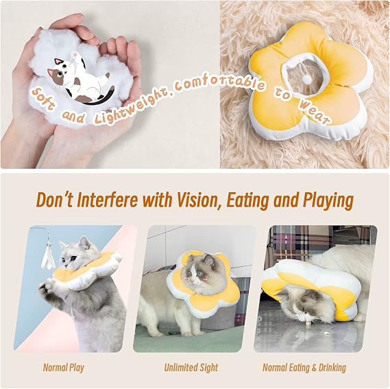 Cat Cone Collar,Cute Flower Waterproof Elizabethan e Collar for Cat and Small Dog Anti-Bite Lick Wound Healing Protective Neck Cone After Surgery Recovery Collar for Small Pet,All-Season Style